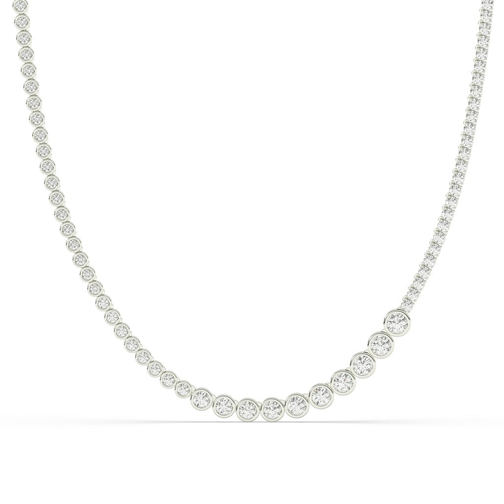 Bezel Set Graduated Diamond Tennis Necklace