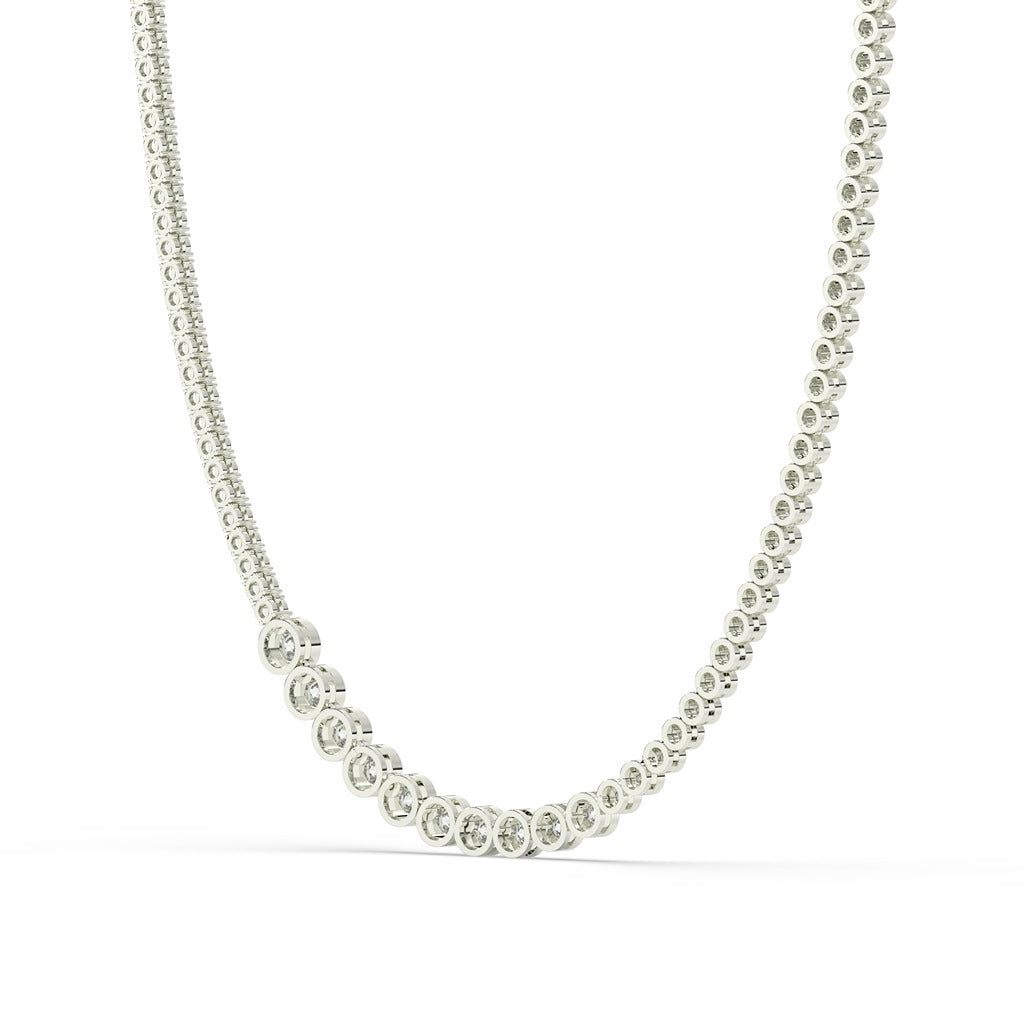 Radiant Bezel Diamond Chain Necklace