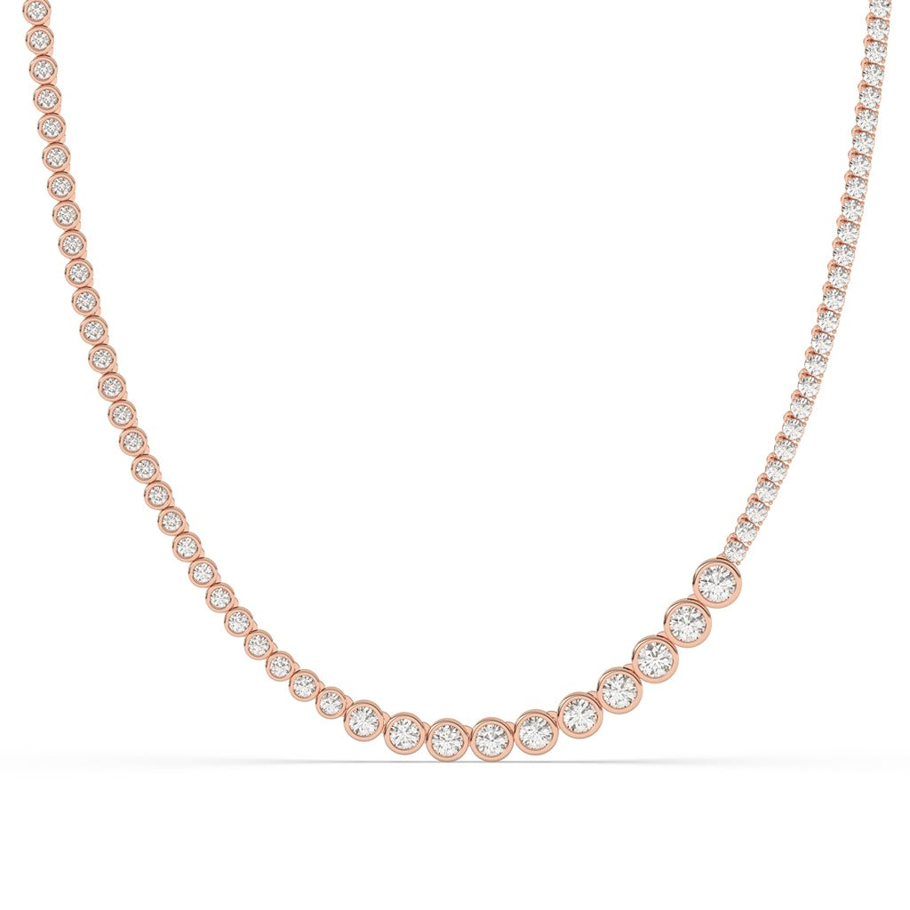 Bezel Set Graduated Diamond Tennis Necklace