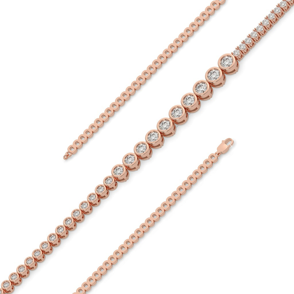 Bezel Set Graduated Diamond Tennis Necklace