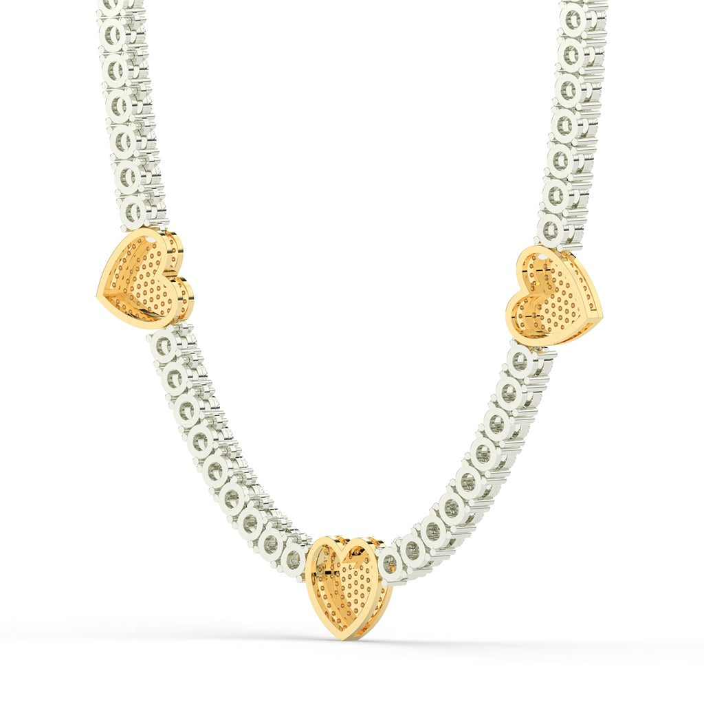 Triple Heart Floral Diamond Necklace