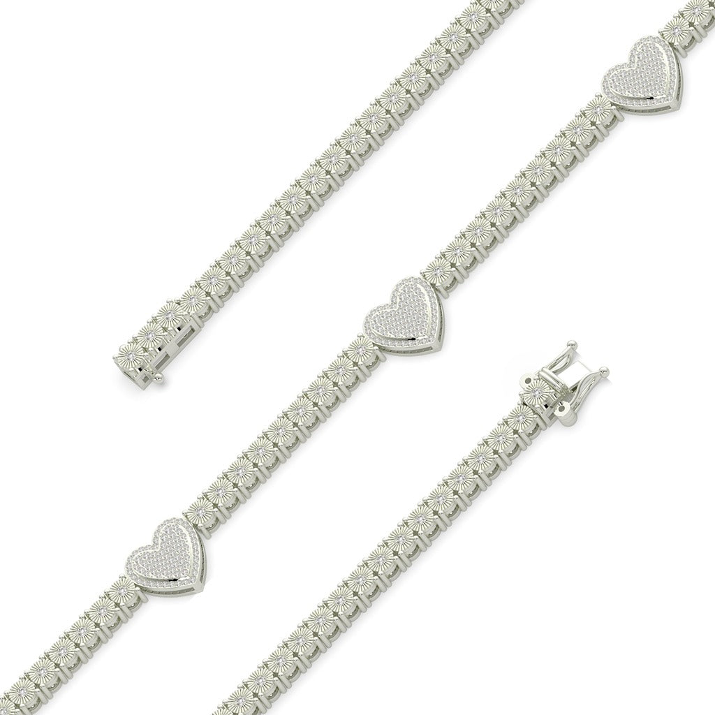 Triple Heart Floral Diamond Necklace