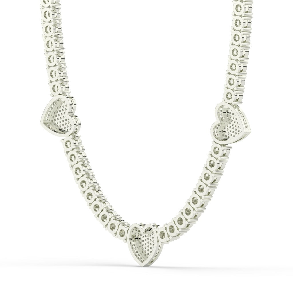 Triple Heart Floral Diamond Necklace