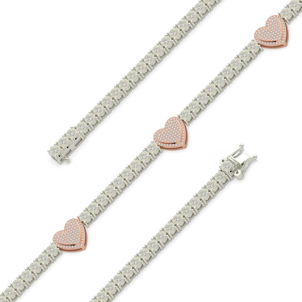 Triple Heart Floral Diamond Necklace