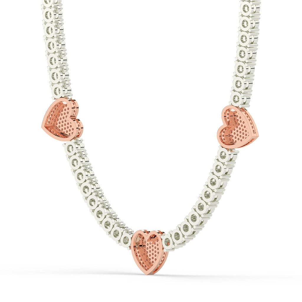 Triple Heart Floral Diamond Necklace
