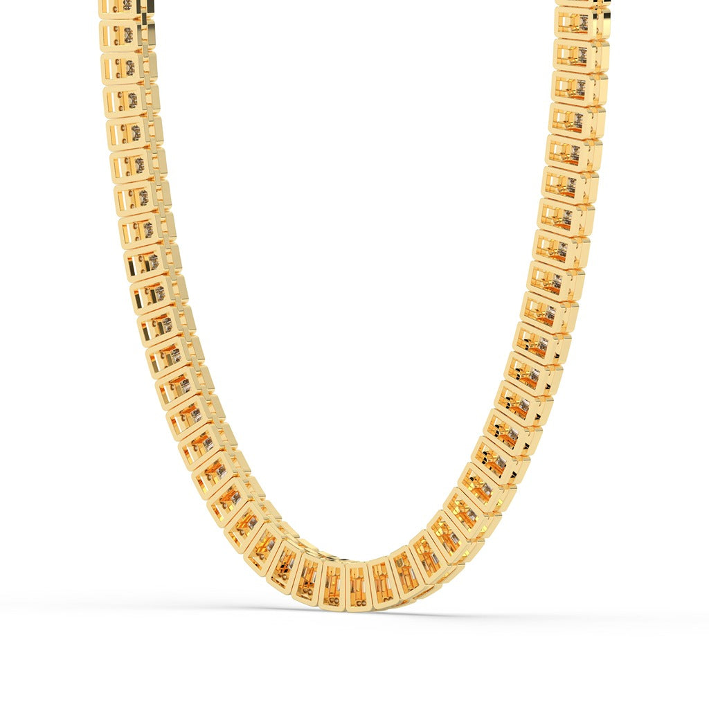 Dual Row Baguette Diamond Necklace