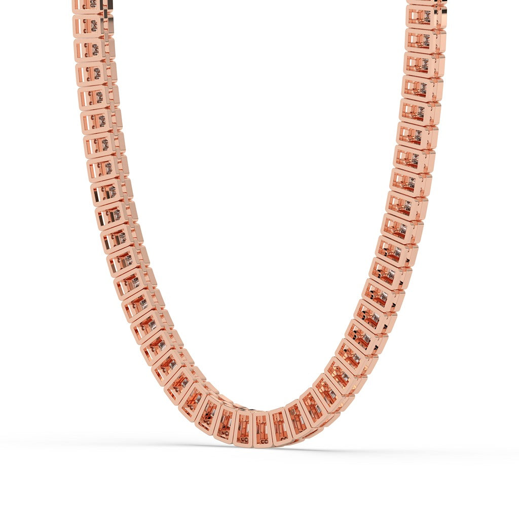 Dual Row Baguette Diamond Necklace