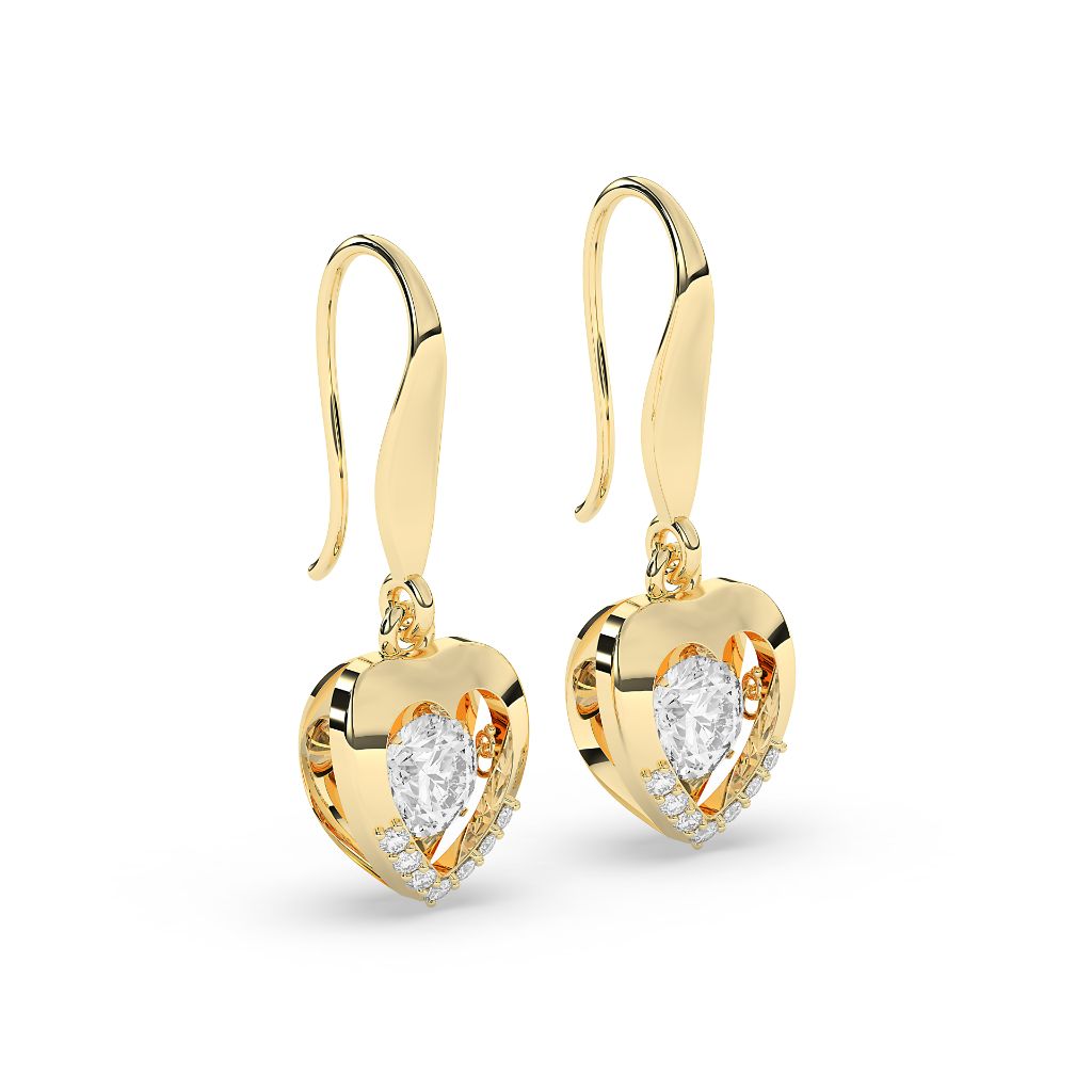 Heart Drop Pear Diamond Earrings