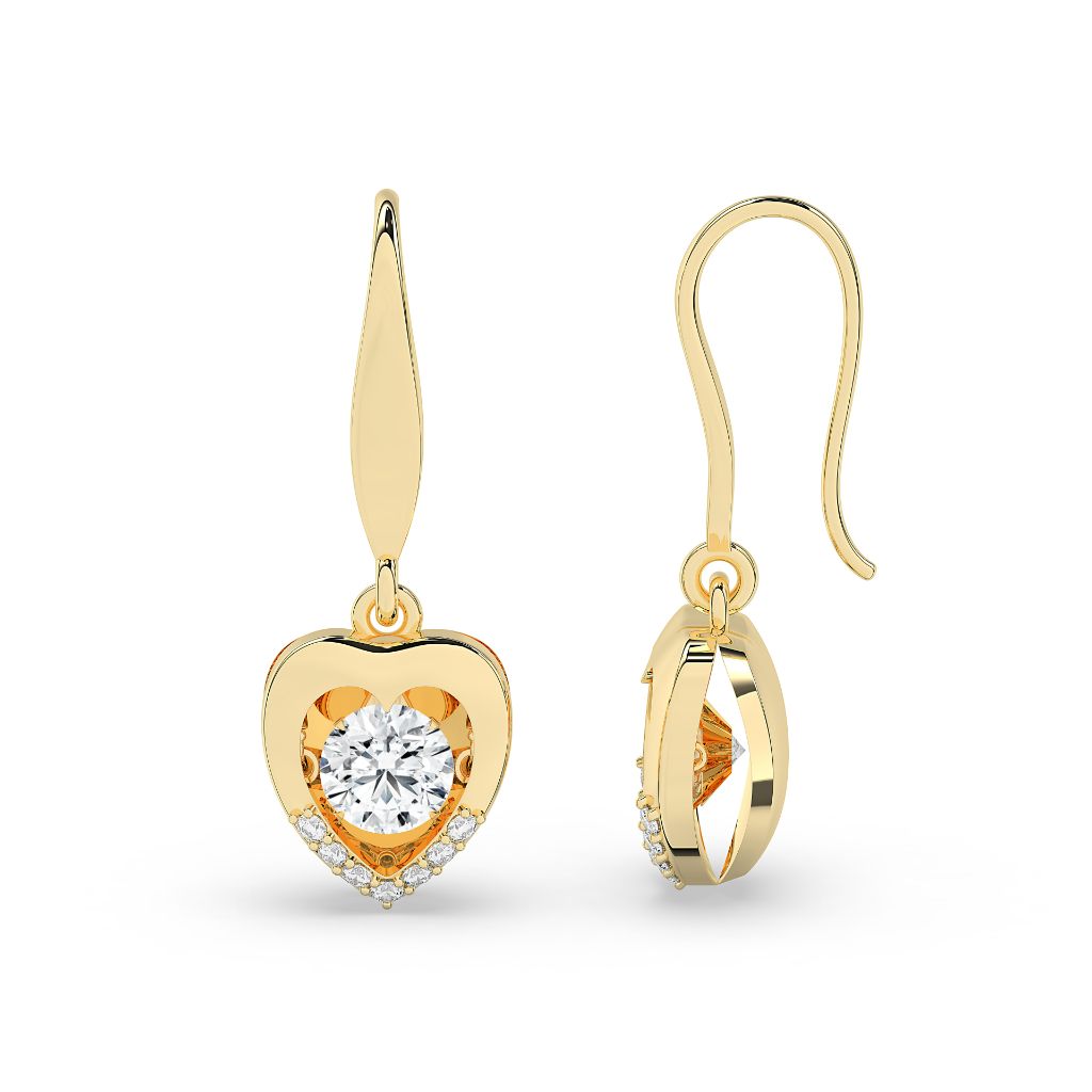Heart Drop Pear Diamond Earrings
