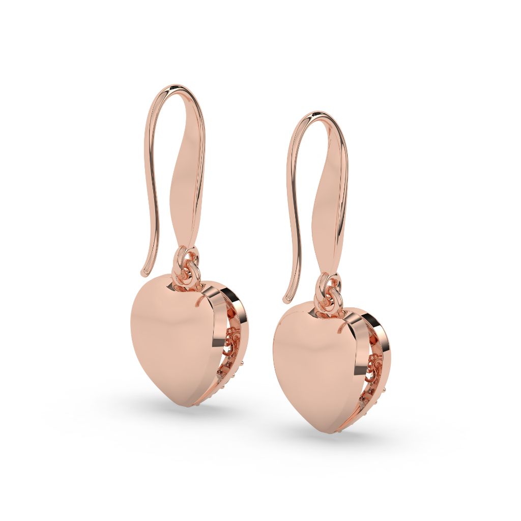 Rose Gold Heart Drop Earrings