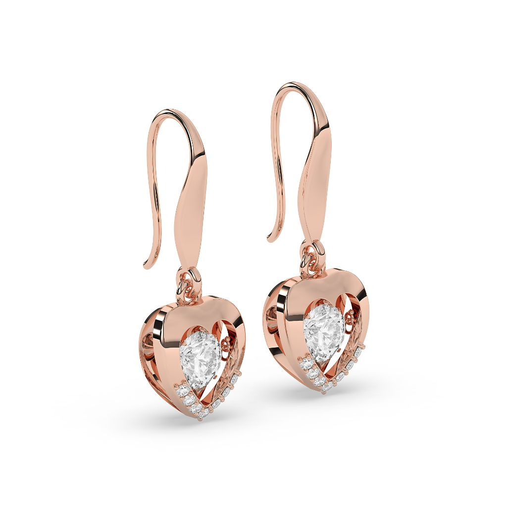 Heart Drop Pear Diamond Earrings