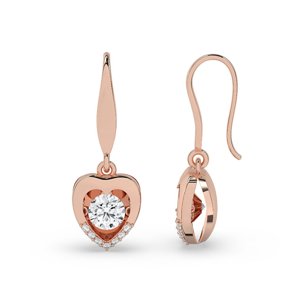 Heart Drop Pear Diamond Earrings