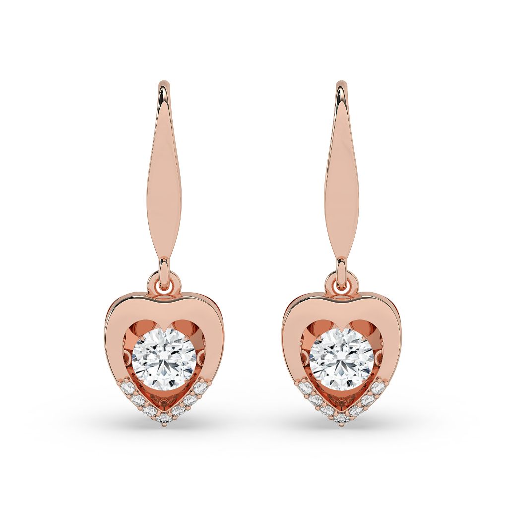 Rose Gold Heart Drop Earrings