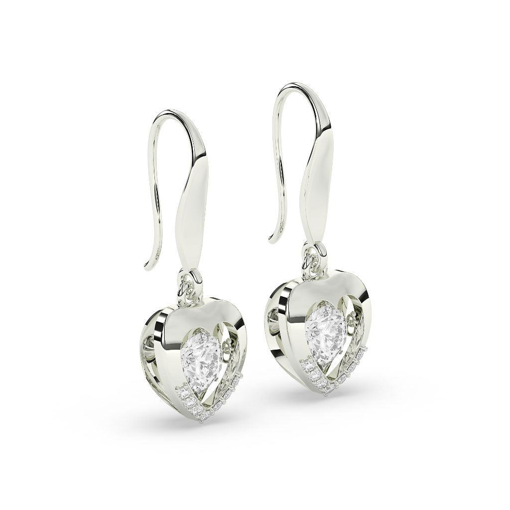 Rose Gold Heart Drop Earrings