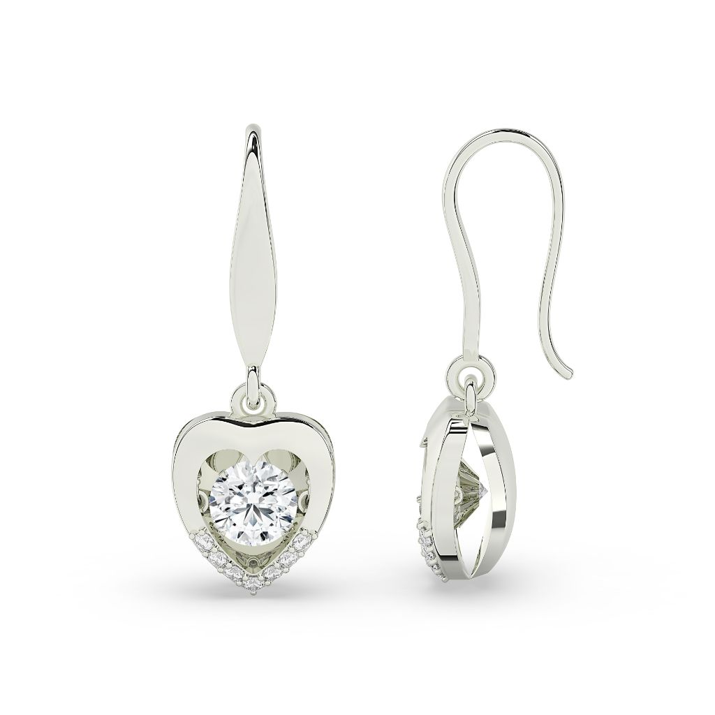 Heart Drop Pear Diamond Earrings