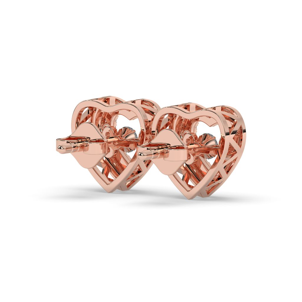 Diamond Heart Glow Stud Earrings
