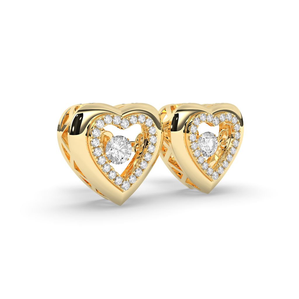 Diamond Heart Glow Stud Earrings