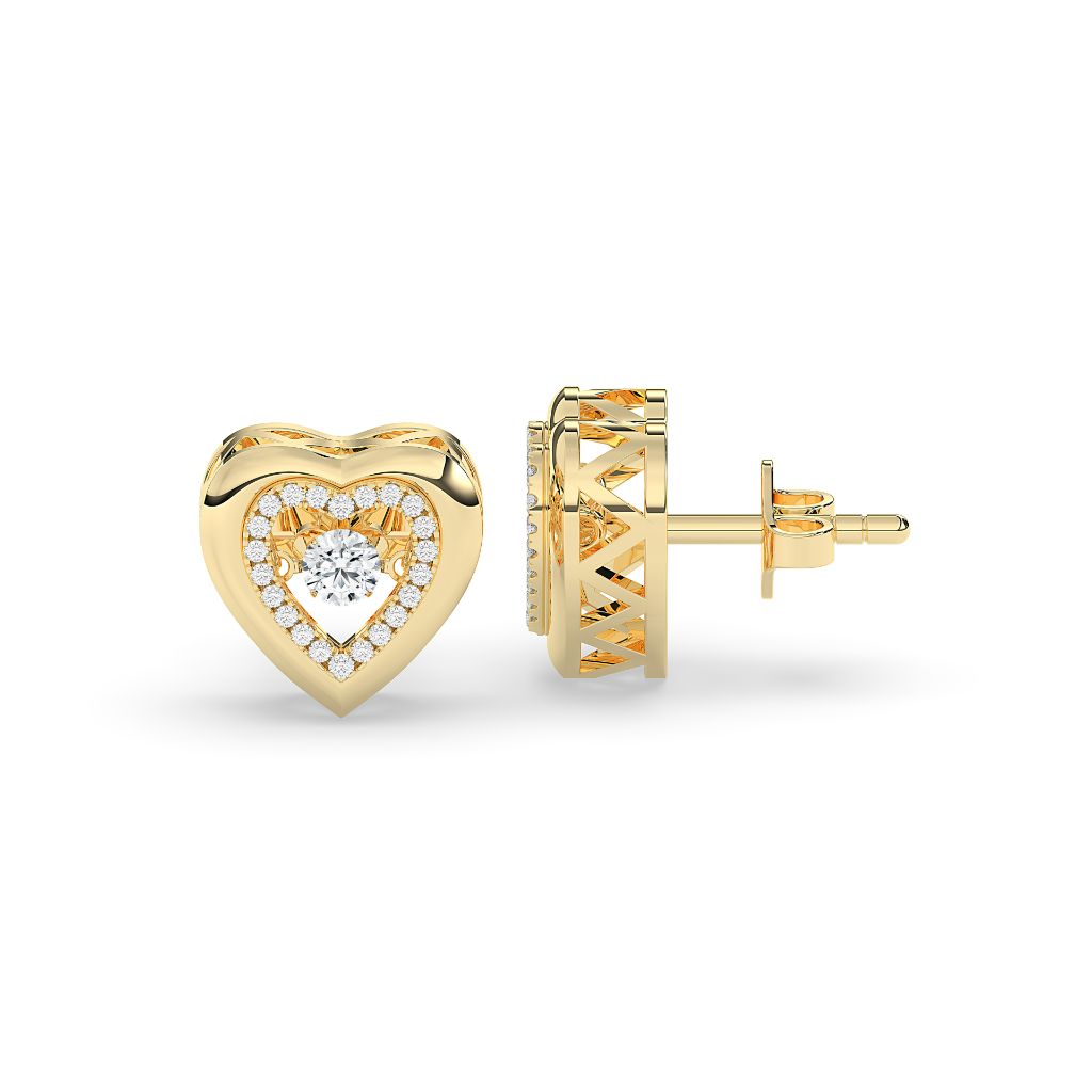 Diamond Heart Glow Stud Earrings
