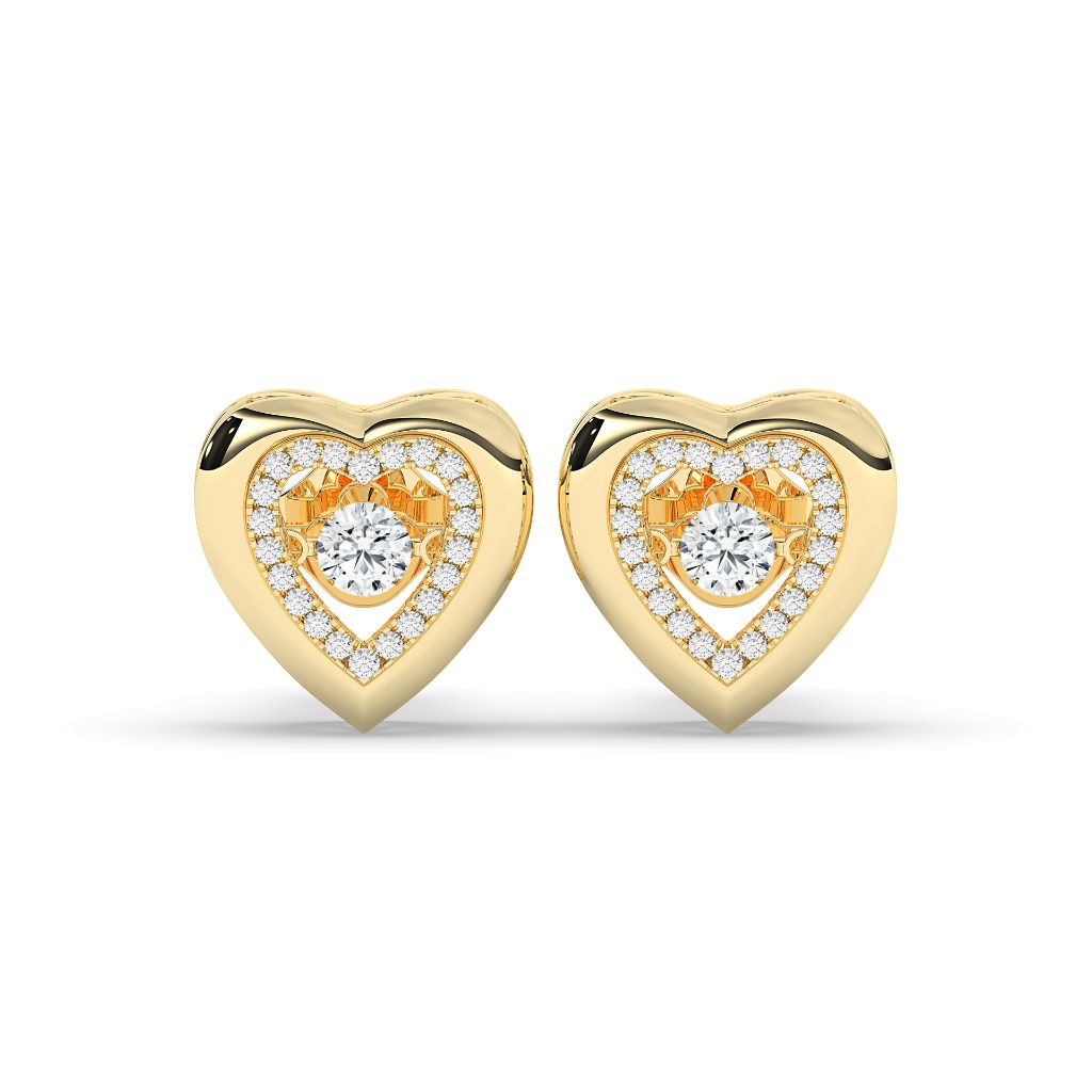 Diamond Heart Glow Stud Earrings