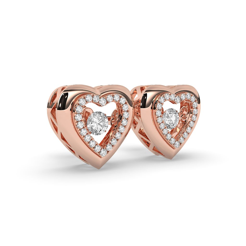 Diamond Heart Glow Stud Earrings
