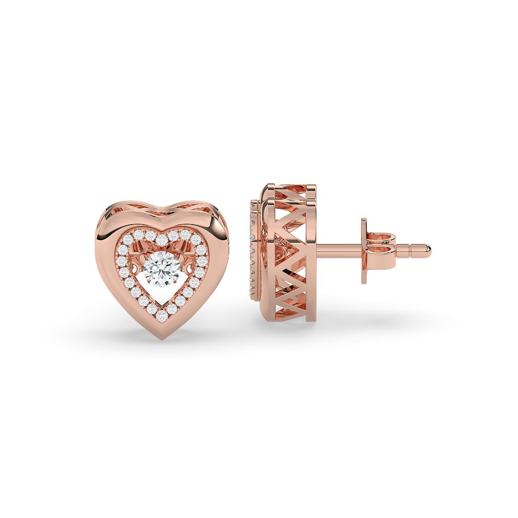 Diamond Heart Glow Stud Earrings