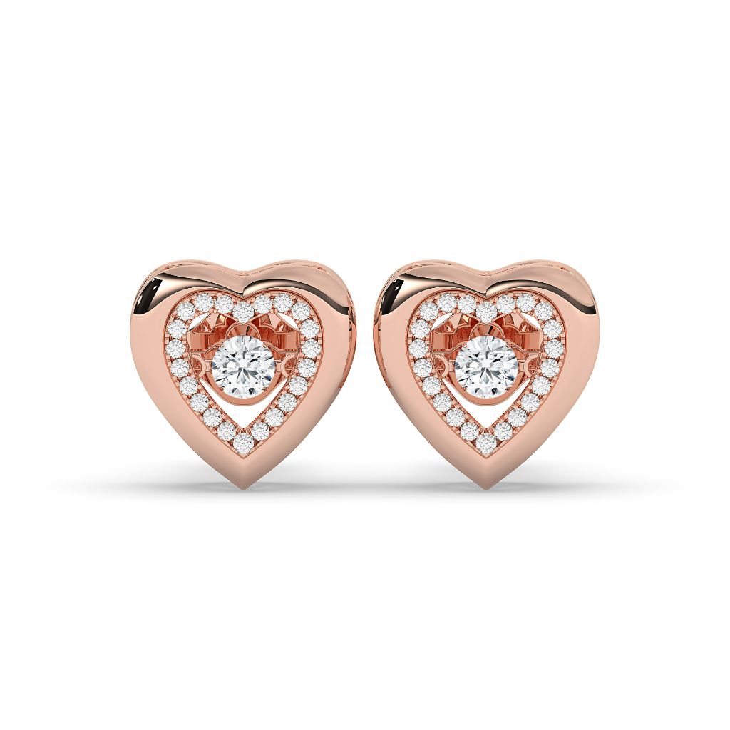Diamond Heart Glow Stud Earrings