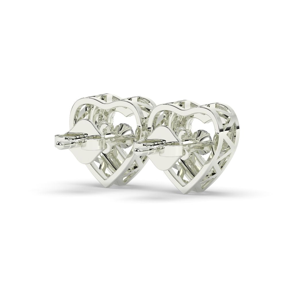 Diamond Heart Glow Stud Earrings