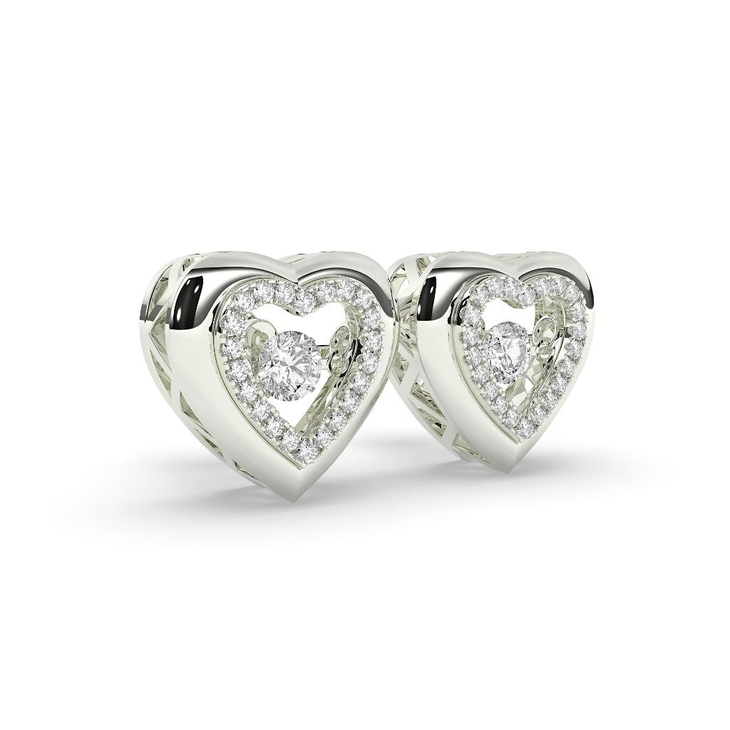 Diamond Heart Glow Stud Earrings