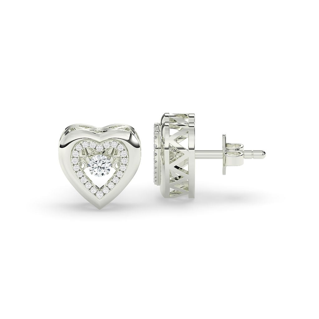 Diamond Heart Glow Stud Earrings