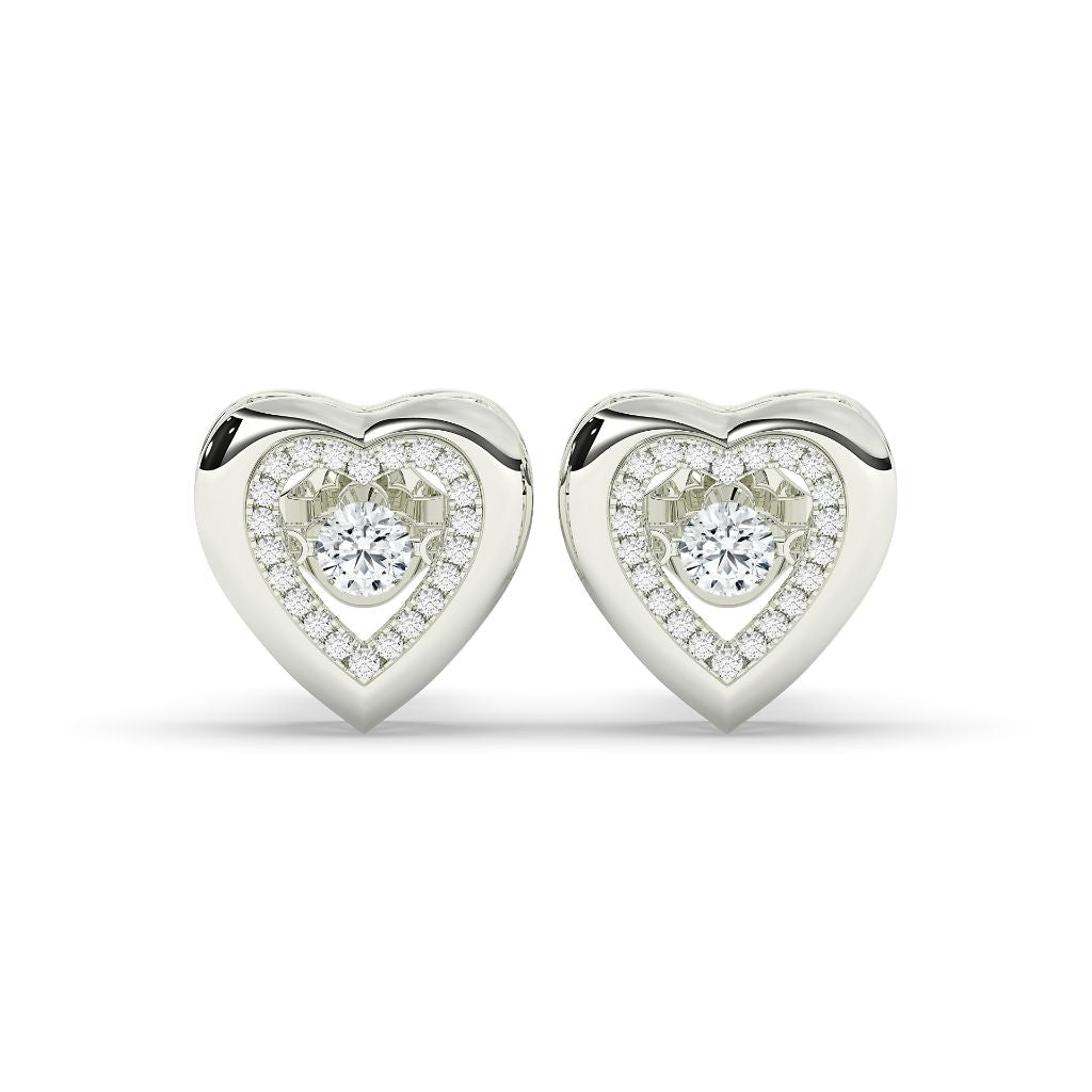 Diamond Heart Glow Stud Earrings