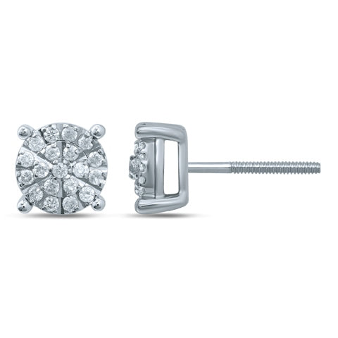 Natural Genuine Diamond - Quarter Carat Diamond Stud - 10K Gold