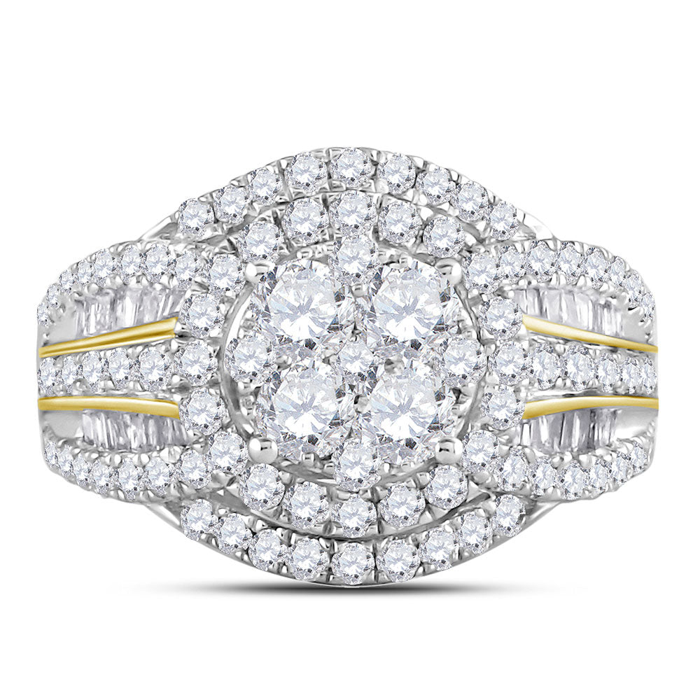 14kt Yellow Gold Round Diamond Halo Bridal Wedding Engagement Ring 2 Cttw
