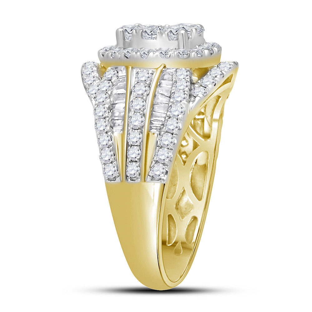 14kt Yellow Gold Round Diamond Halo Bridal Wedding Engagement Ring 2 Cttw