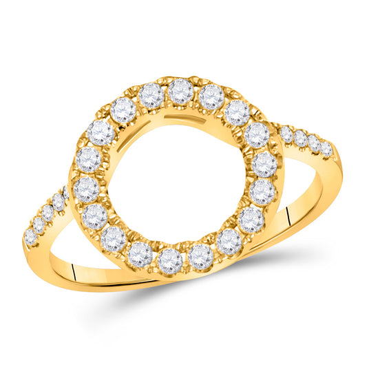 14kt Yellow Gold Womens Round Diamond Wedding Wrap Ring Guard Enhancer 1/2 Cttw