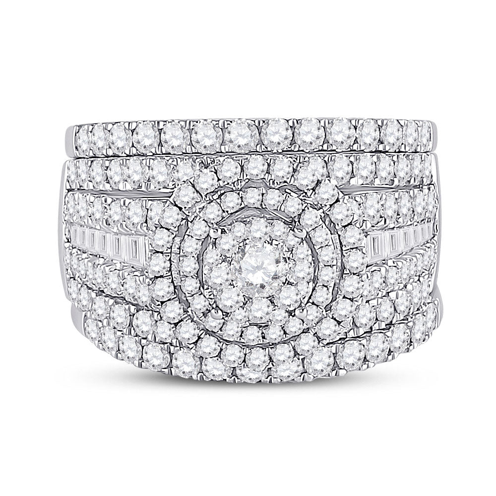14kt White Gold Round Diamond Bridal Wedding Ring Band Set 2 Cttw