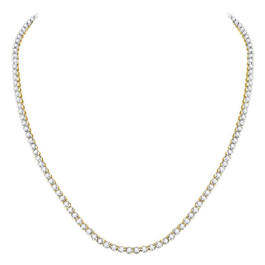 10kt Yellow Gold Mens Round Diamond Studded 20" Tennis Chain Necklace 9 Cttw