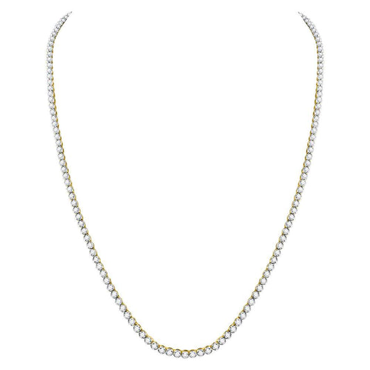 10kt Yellow Gold Mens Round Diamond Studded 30" Tennis Chain Necklace 13-3/8 Cttw
