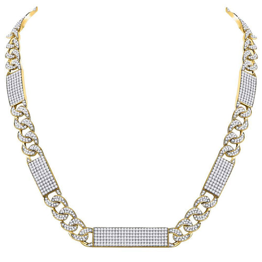 10kt Yellow Gold Mens Round Diamond Cuban Link 24" Necklace 24-1/2 Cttw
