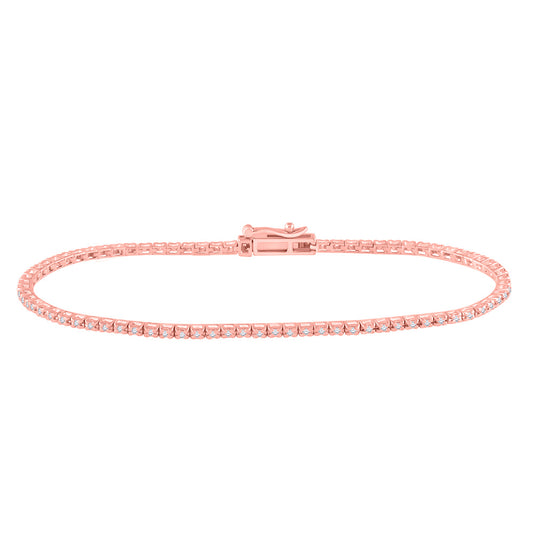 14kt Rose Gold Womens Round Diamond Tennis Bracelet 1/2 Cttw