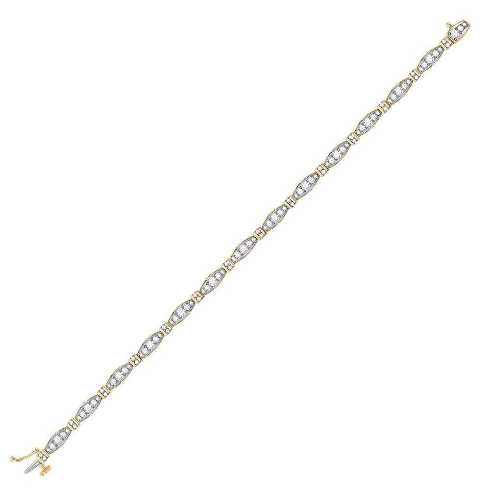 10kt Yellow Gold Womens Round Diamond Link Fashion Bracelet 2 Cttw