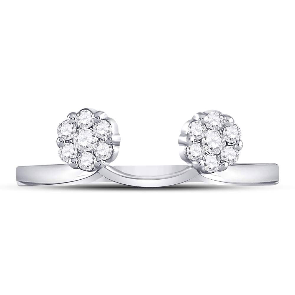 14kt White Gold Womens Round Diamond Wrap Ring Guard Enhancer 1/4 Cttw