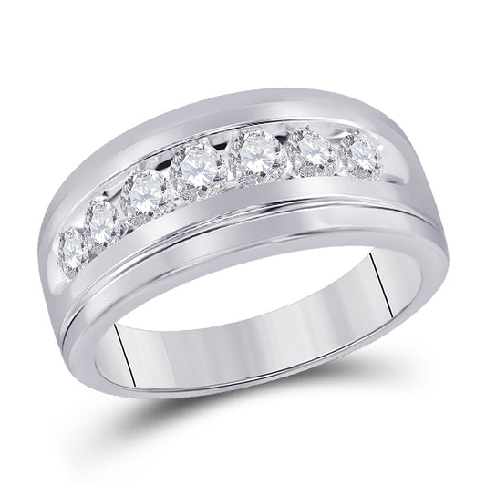 14kt White Gold Mens Round Diamond Wedding Band Ring 1/4 Cttw