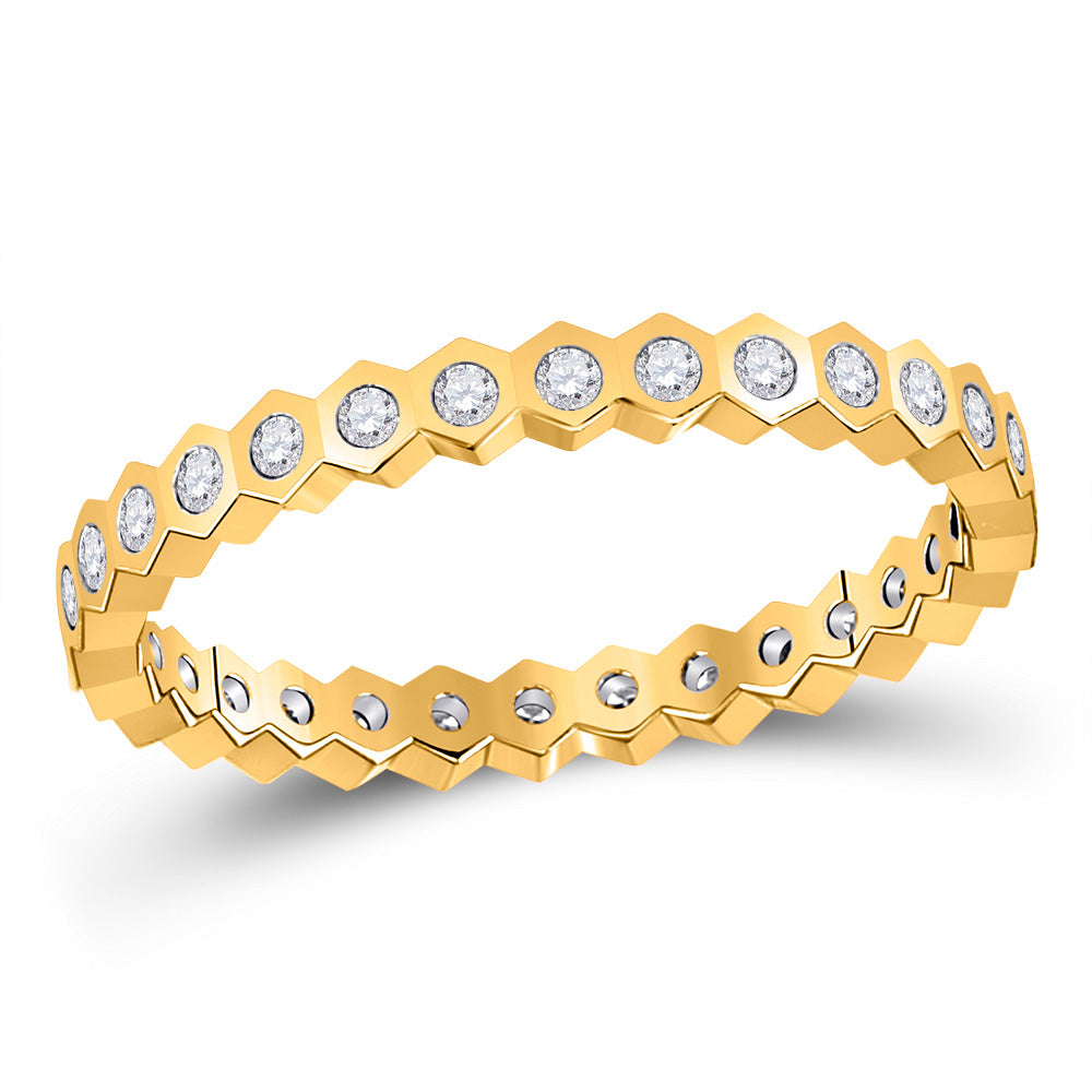 14kt Yellow Gold Womens Round Diamond Band Ring 1/4 Cttw