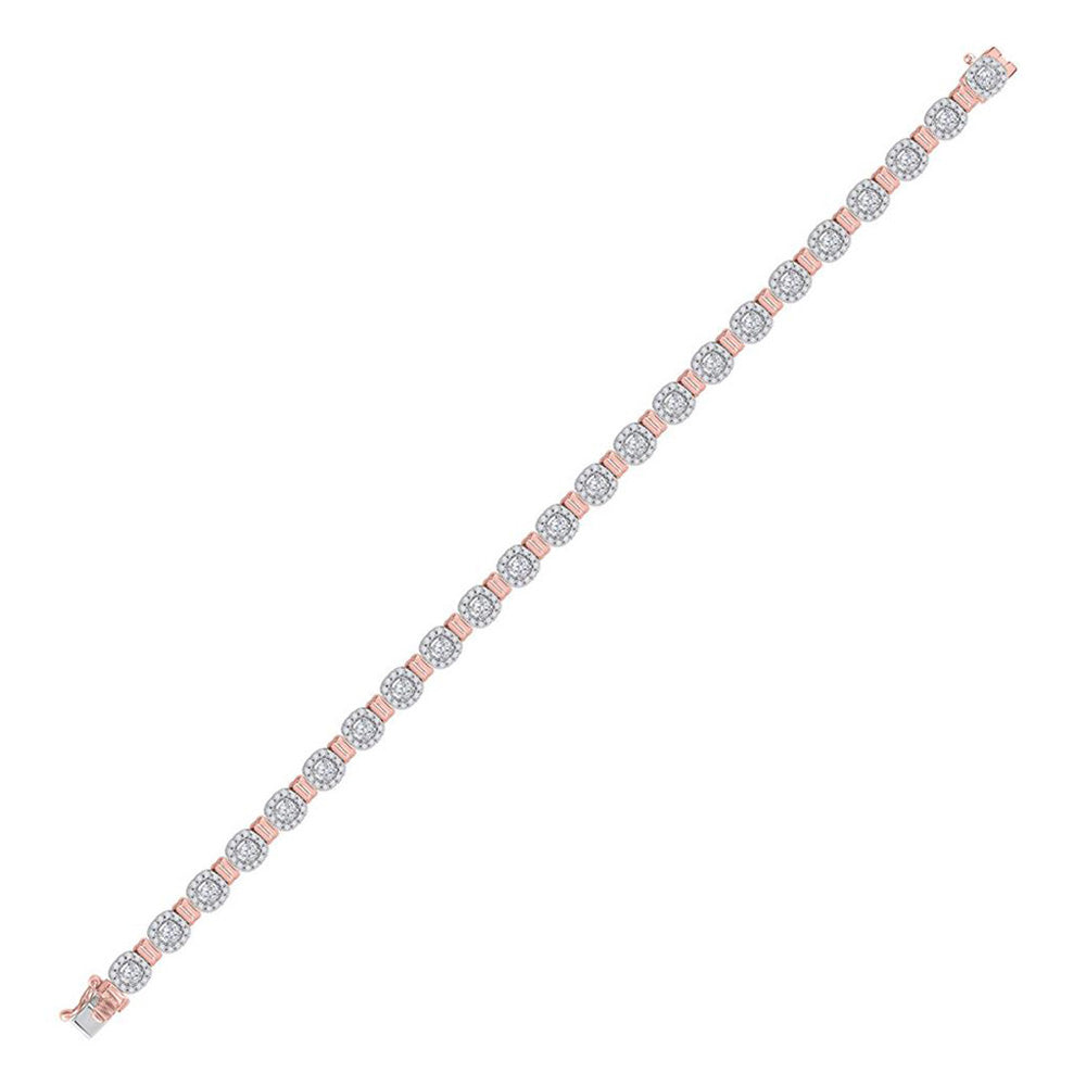 14kt Rose Gold Womens Round Diamond Link Bracelet 2-1/5 Cttw