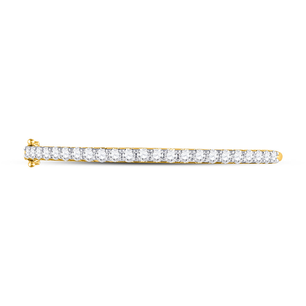 14kt Yellow Gold Womens Round Diamond Bangle Bracelet 3 Cttw