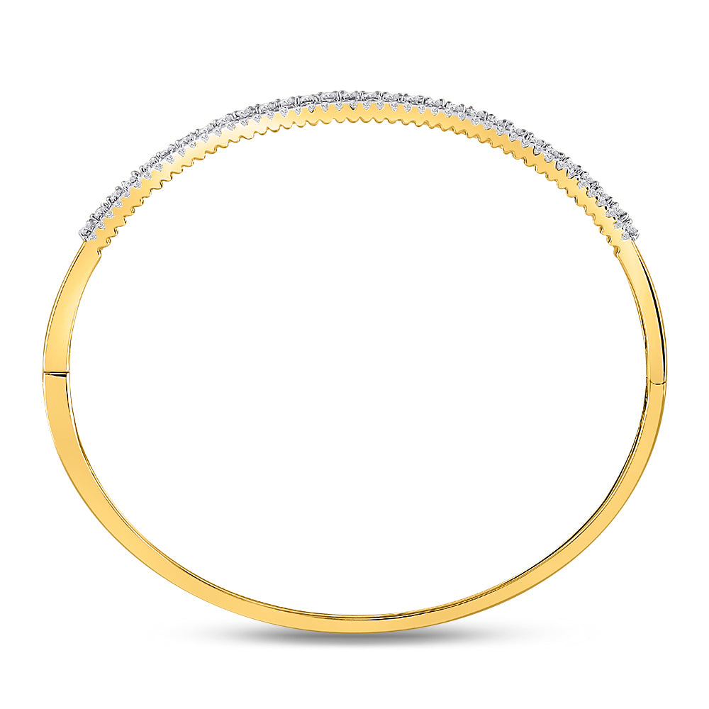 14kt Yellow Gold Womens Round Diamond Bangle Bracelet 1-7/8 Cttw
