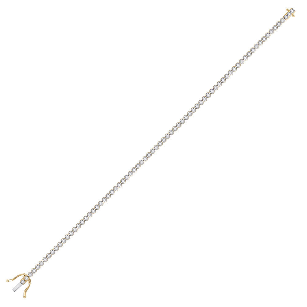 10kt Yellow Gold Womens Round Diamond Tennis Bracelet 2 Cttw