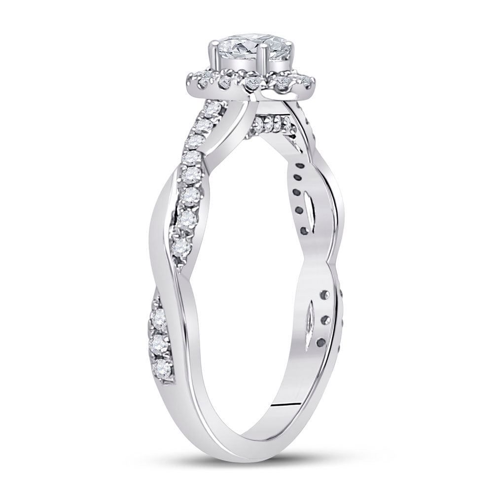 14kt White Gold Oval Diamond Halo Bridal Wedding Engagement Ring 5/8 Cttw