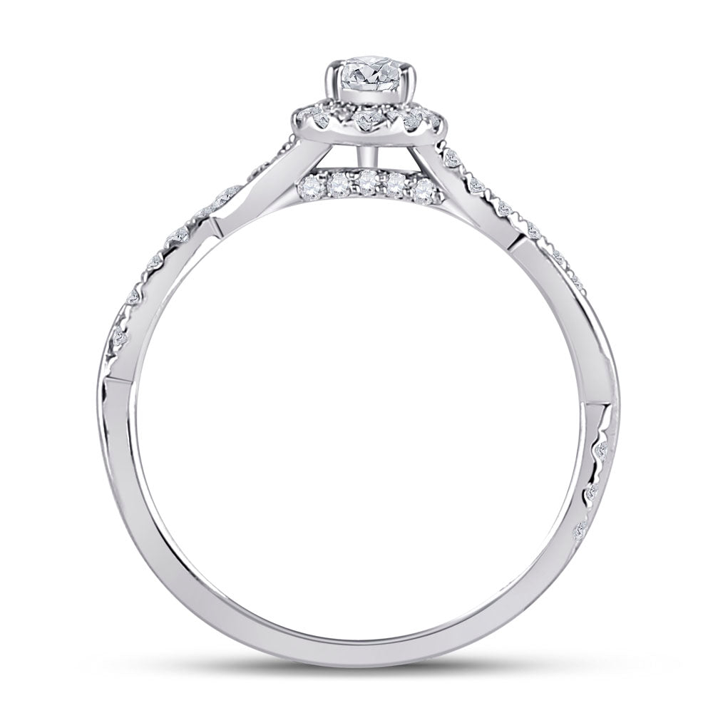 14kt White Gold Oval Diamond Halo Bridal Wedding Engagement Ring 5/8 Cttw