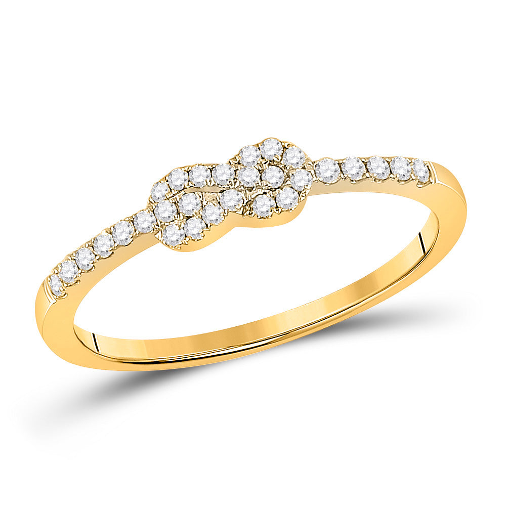 10kt Yellow Gold Womens Round Diamond Knot Stackable Band Ring 1/5 Cttw